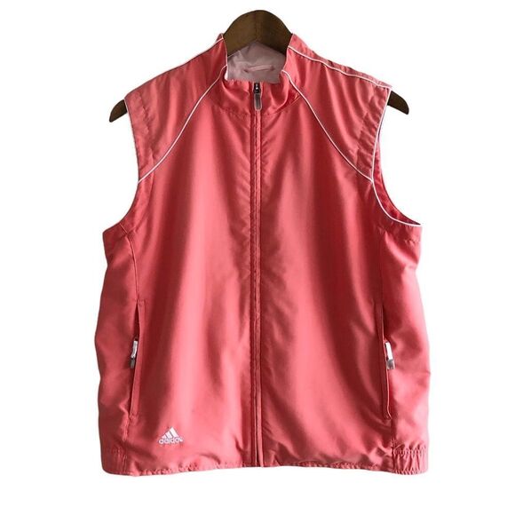 Adidas Retro Sporty Hiking Workout Sleeveless Zip Up Jacket Vest Top Pink - Picture 14 of 14